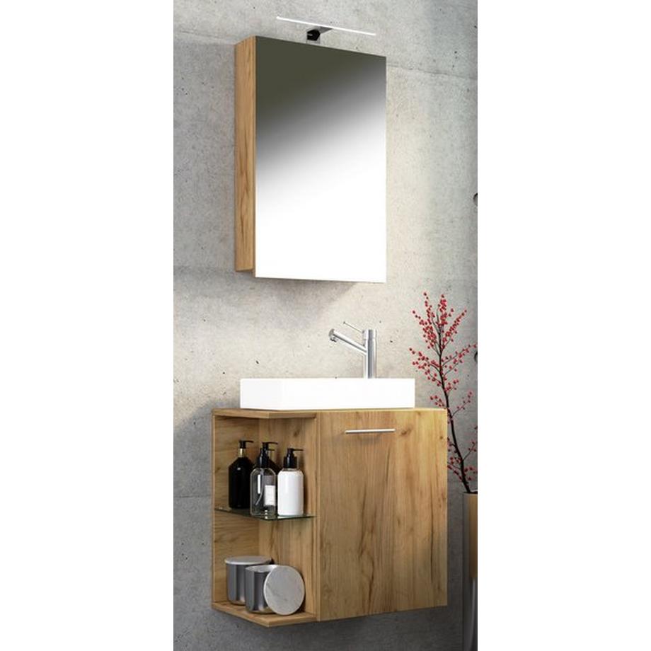 VCM 3-tlg Badmöbel Set Gäste WC Gästebad Waschplatz Waschtisch klein schmal Hausa SC  