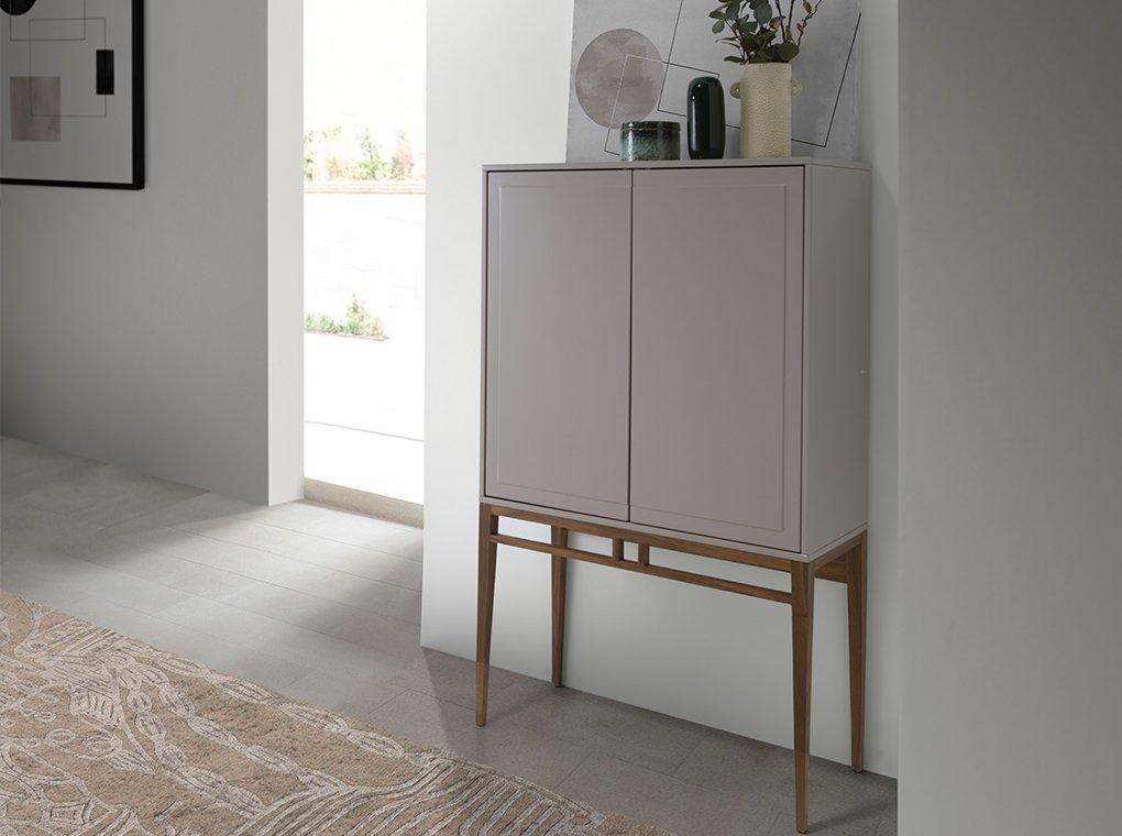 ANGEL CERDA Buffet haut beige et noyer  