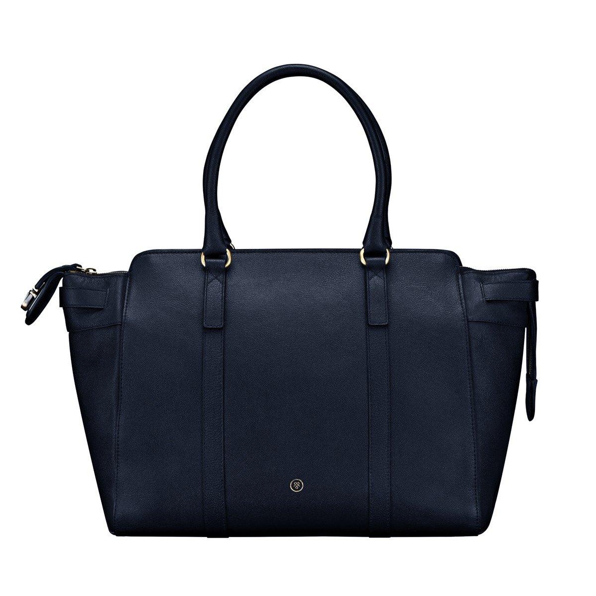 Image of Cento - Leder Schultertasche Mit Schnappverschluss Damen Marine ONE SIZE