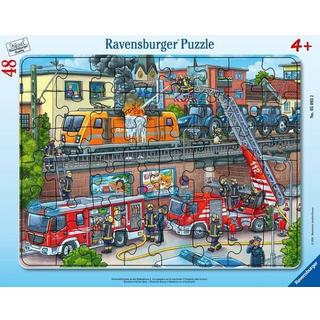 Ravensburger  Rahmenpuzzle Ravensburger Feuerwehreinsatz an den Bahngleisen 48 Teile 