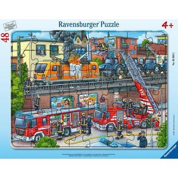Rahmenpuzzle Ravensburger Feuerwehreinsatz an den Bahngleisen 48 Teile