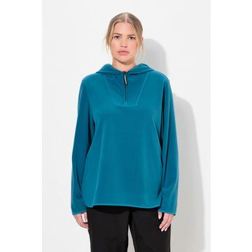 Pullover polo dal taglio corto e oversize con cappuccio, maniche lunghe e materiale riciclato