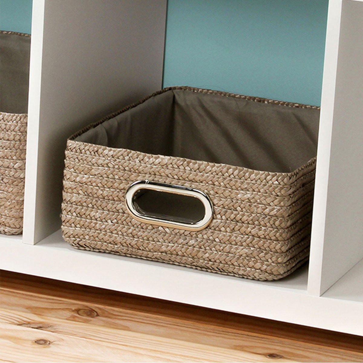 Calicosy Cassetto in paglia intrecciata color talpa - 33x28x13cm  