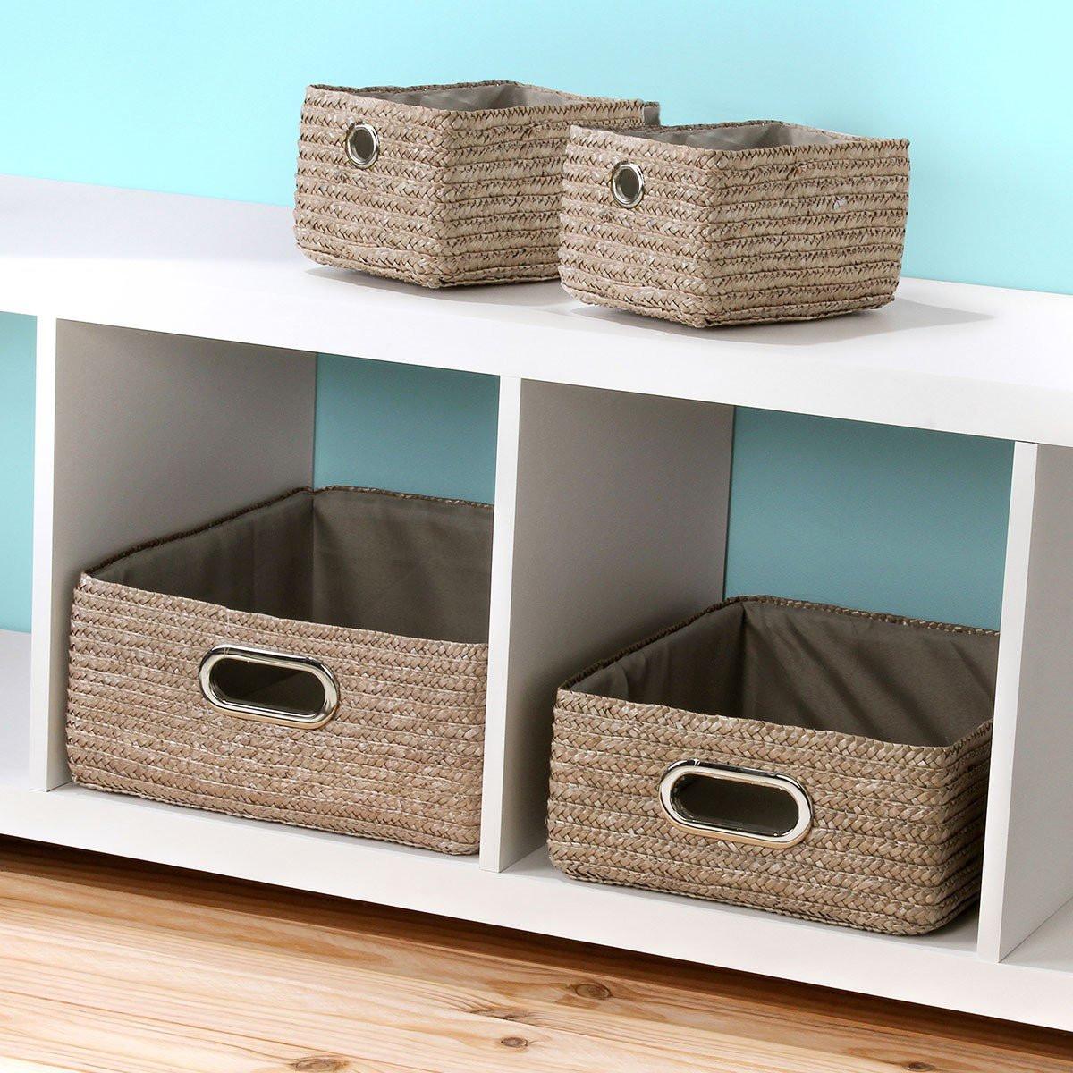 Calicosy Cassetto in paglia intrecciata color talpa - 33x28x13cm  