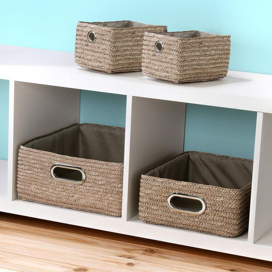 Calicosy Schublade aus geflochtenem Stroh - Maulwurfsgrau - 33x28x13cm  