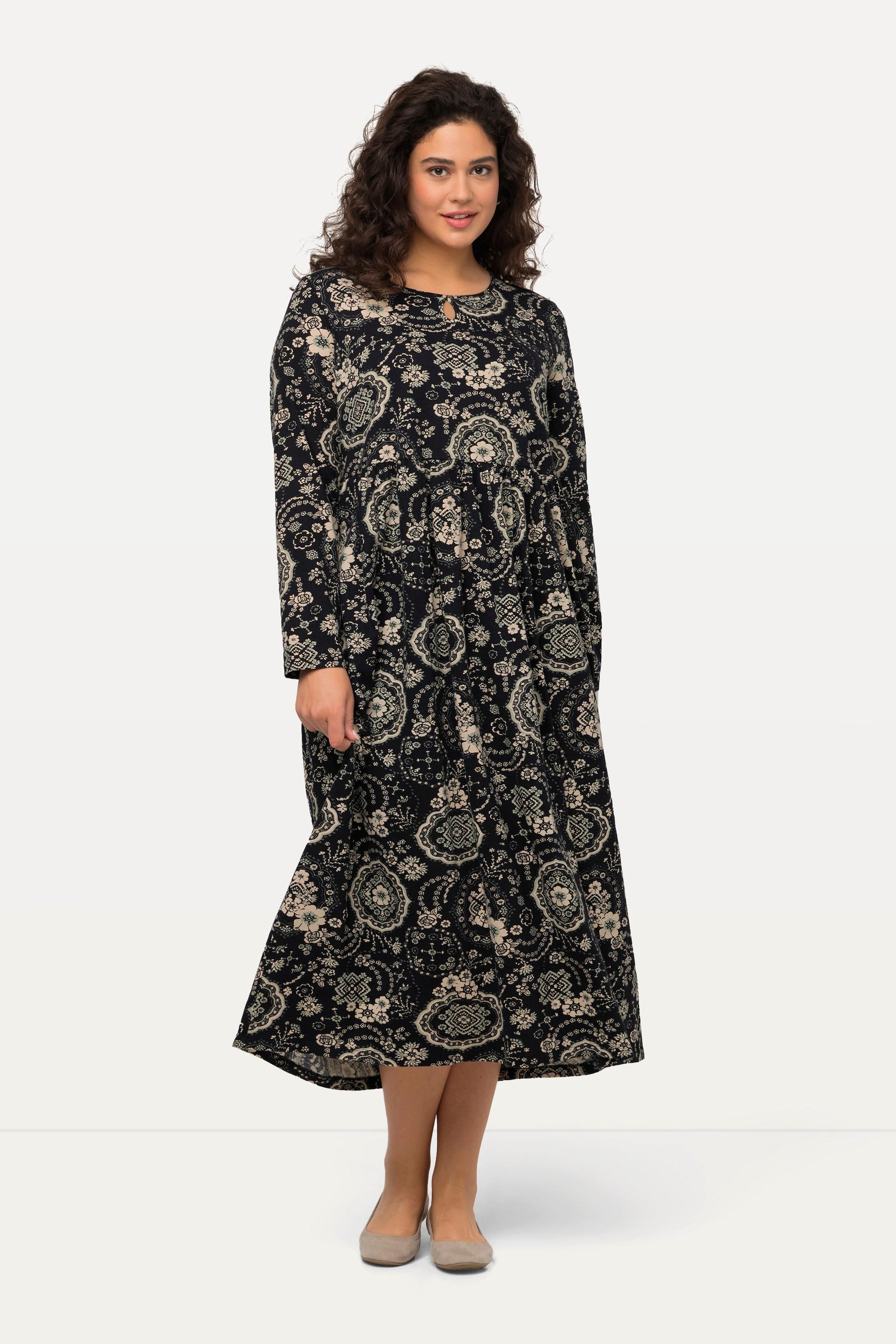 Ulla Popken  Jerseykleid, A-Linie, Rundhals, Keyhole, Langarm 