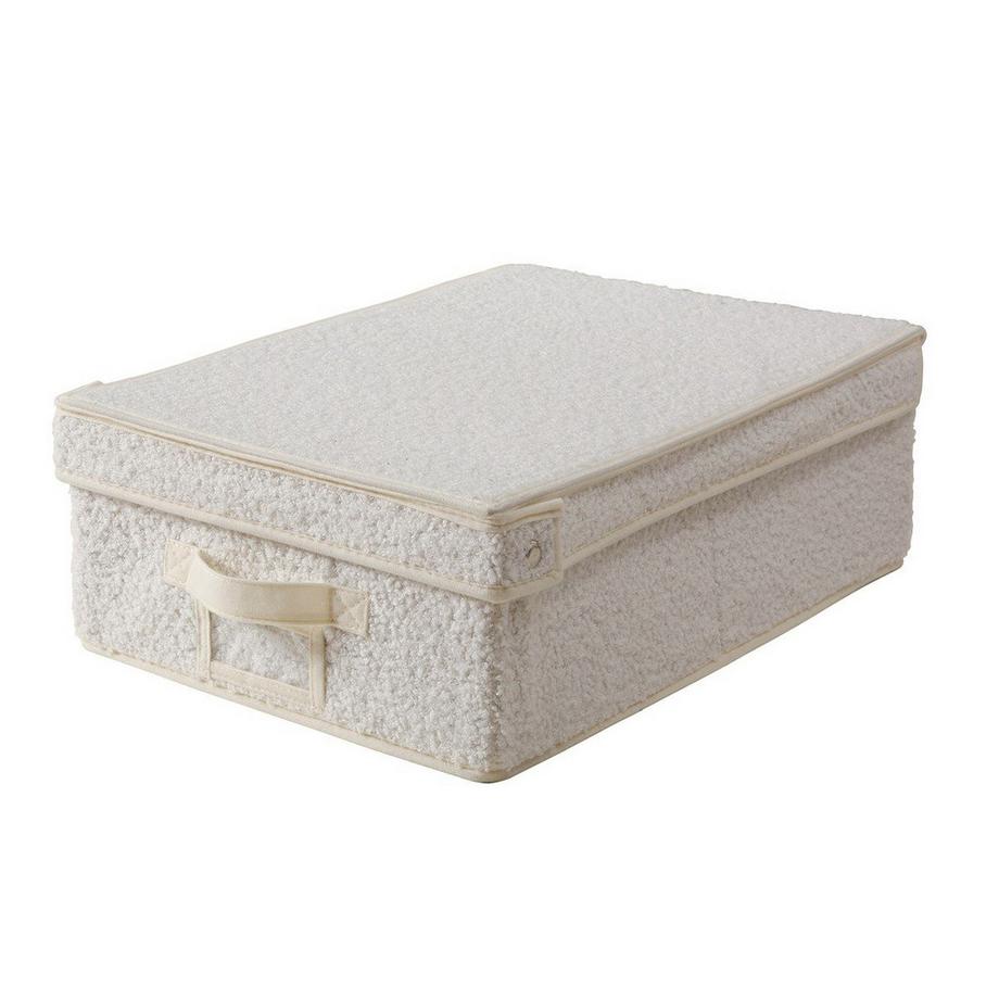 Calicosy Boîte rangement avec couvercle tissu bouclette écru - L31,5 cm  