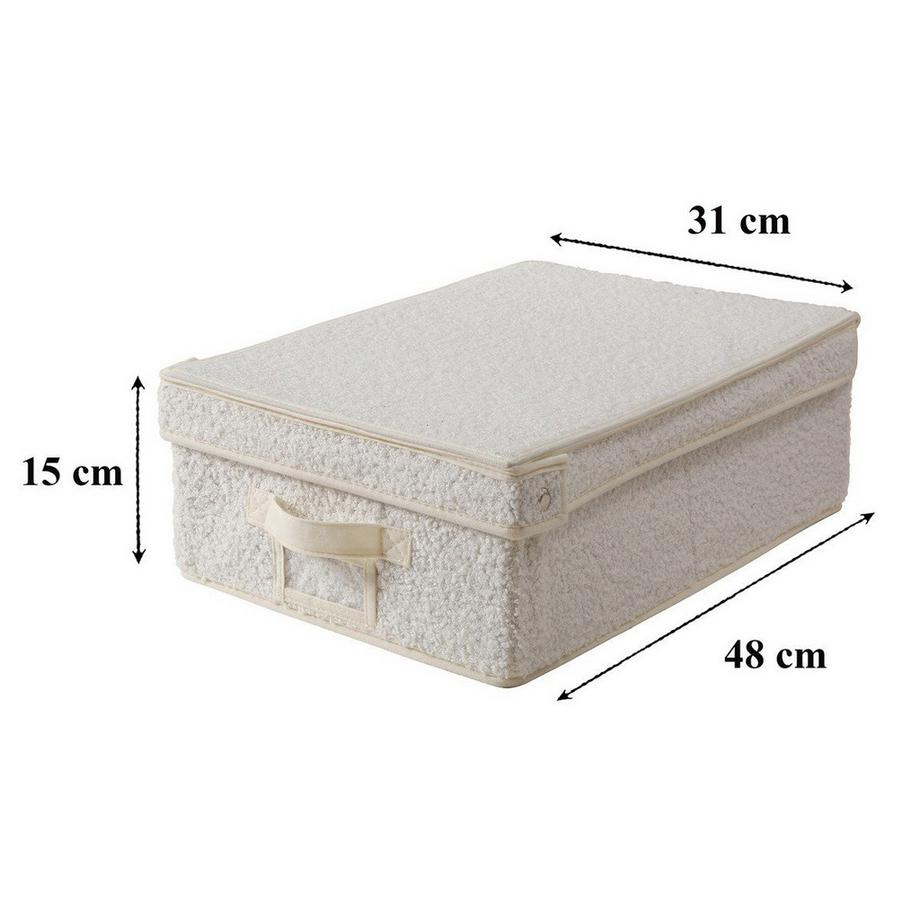Calicosy Boîte rangement avec couvercle tissu bouclette écru - L31,5 cm  