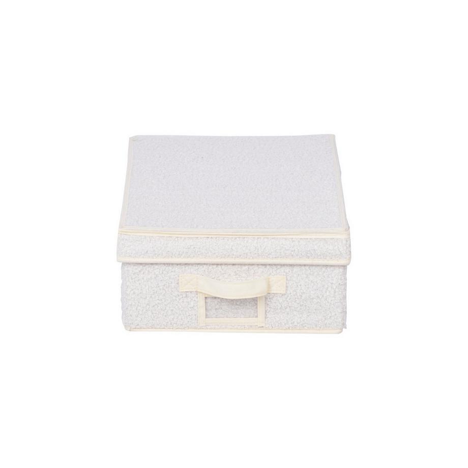 Boîte rangement avec couvercle tissu bouclette écru - L31,5 cm