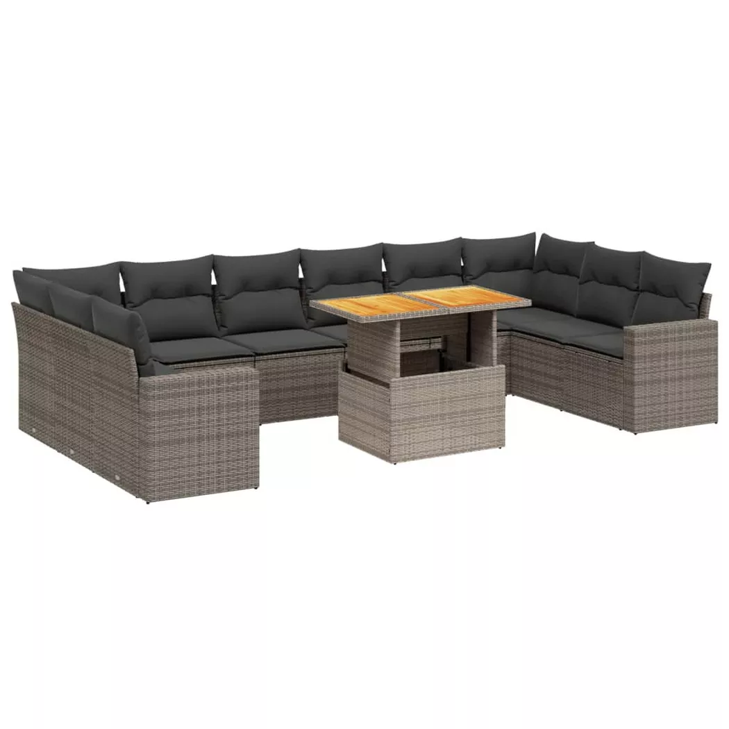 VidaXL - set divano da giardino Polirattan, One Size, Grigio