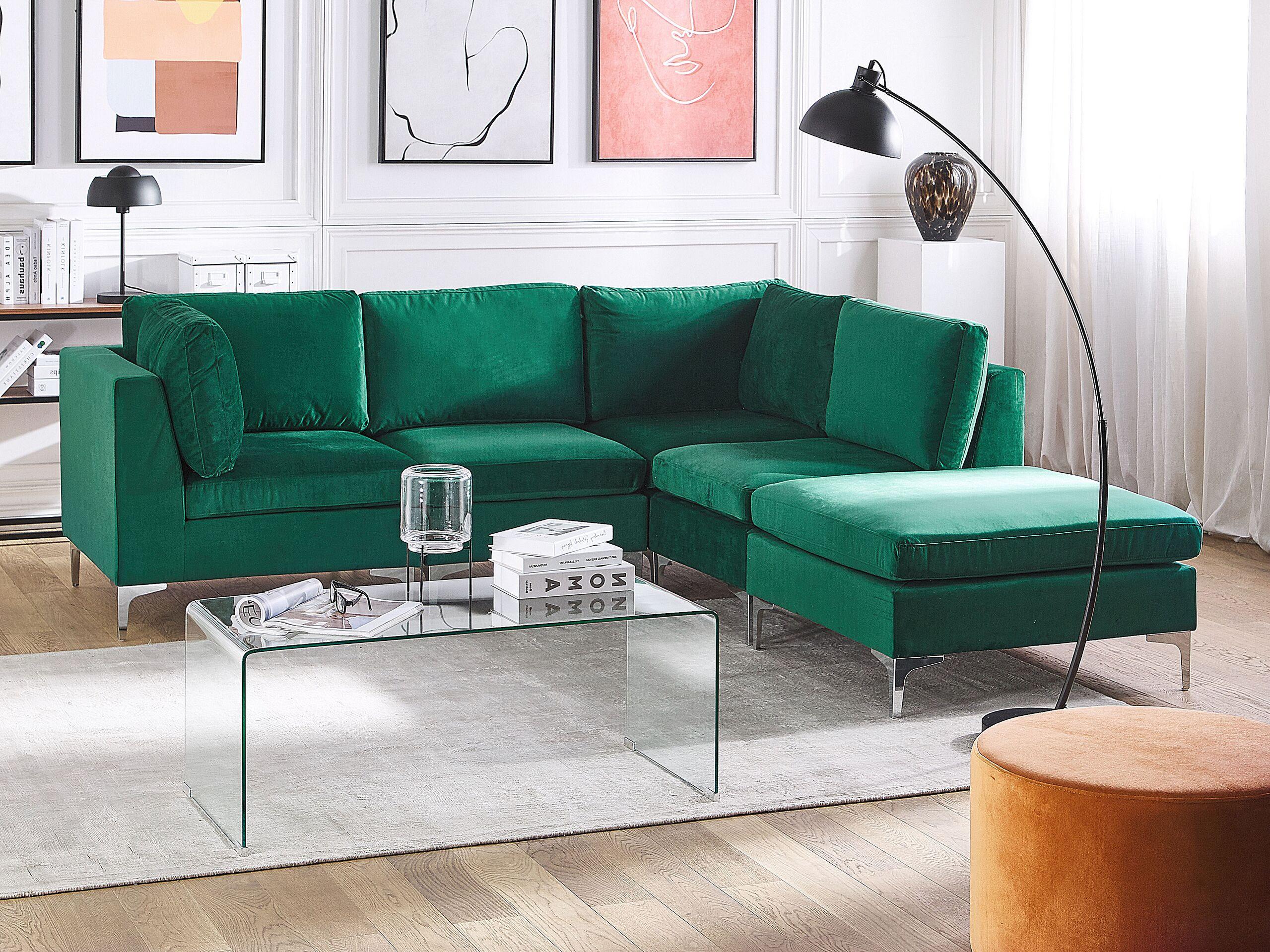 Beliani Sofa mit Ottomane aus Samtstoff Modern EVJA  