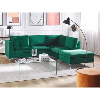 Beliani Sofa mit Ottomane aus Samtstoff Modern EVJA  