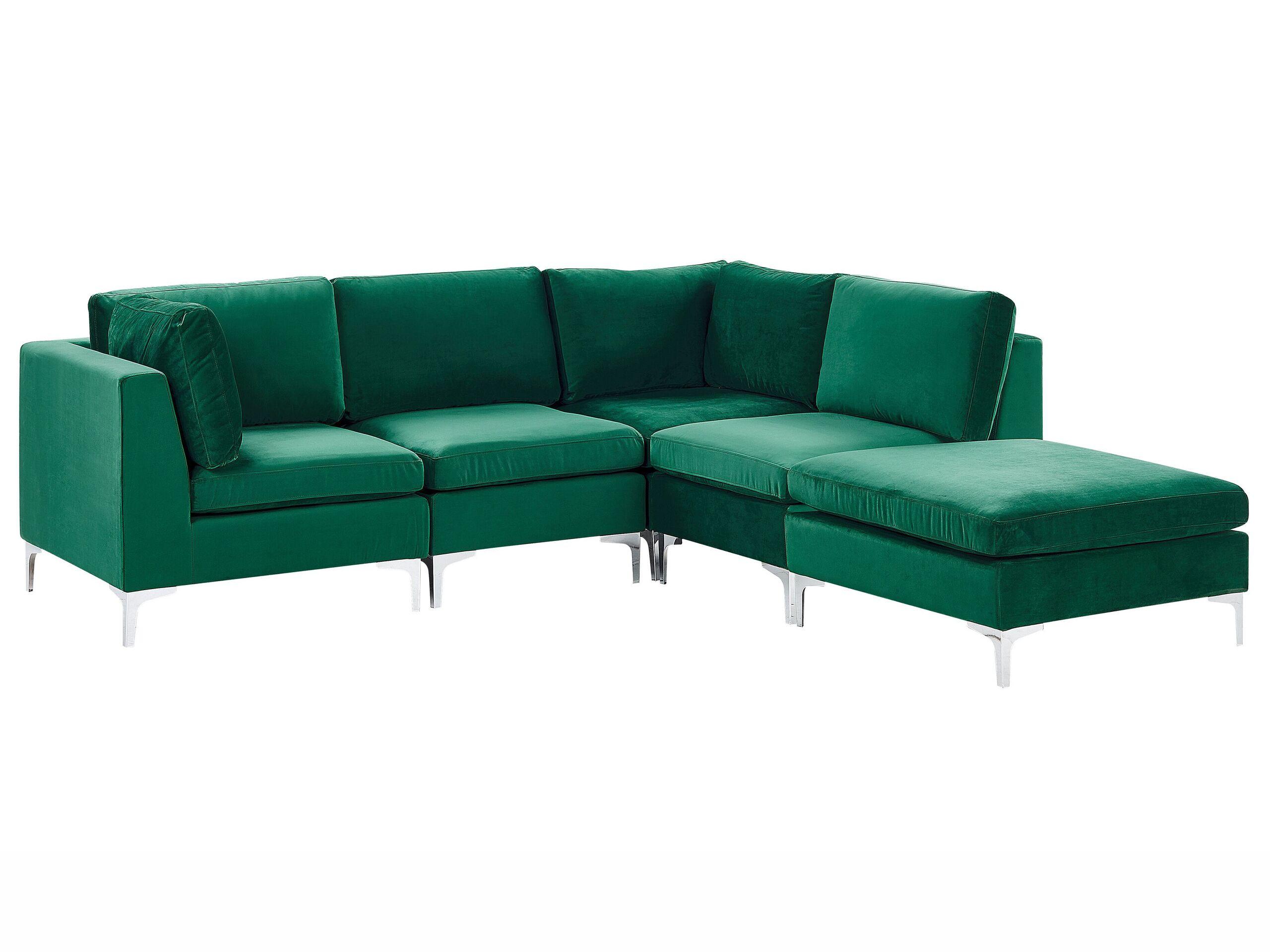 Beliani Sofa mit Ottomane aus Samtstoff Modern EVJA  