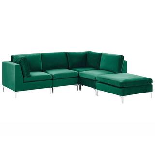 Beliani Sofa mit Ottomane aus Samtstoff Modern EVJA  