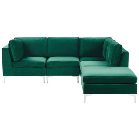 Beliani Sofa mit Ottomane aus Samtstoff Modern EVJA  