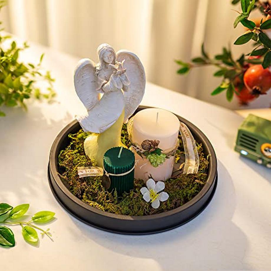 Alopini  Plateau Plateau à Bougies Décoratif Rond - Plateau à Bougies Vintage Plateau de Service 