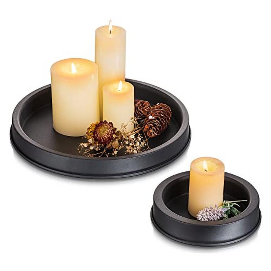 Alopini  Plateau Plateau à Bougies Décoratif Rond - Plateau à Bougies Vintage Plateau de Service 