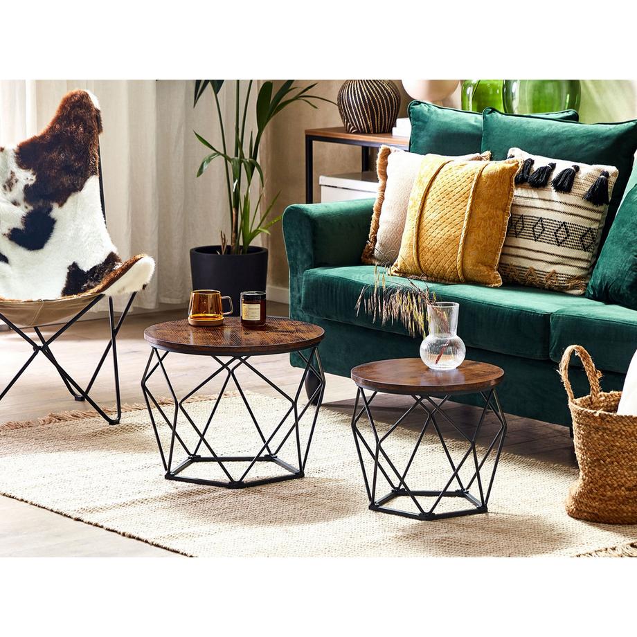 Beliani Lot de 2 tables basses en Panneau de particules de bois Moderne BRUNI  