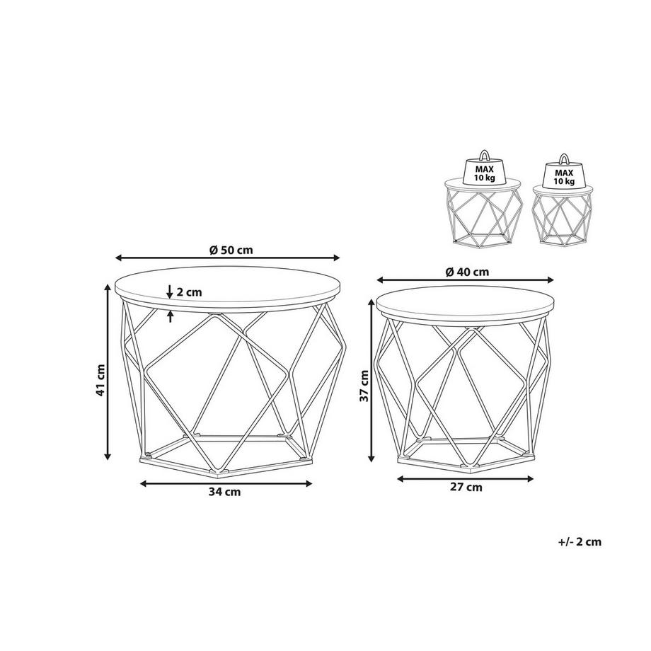 Beliani Lot de 2 tables basses en Panneau de particules de bois Moderne BRUNI  