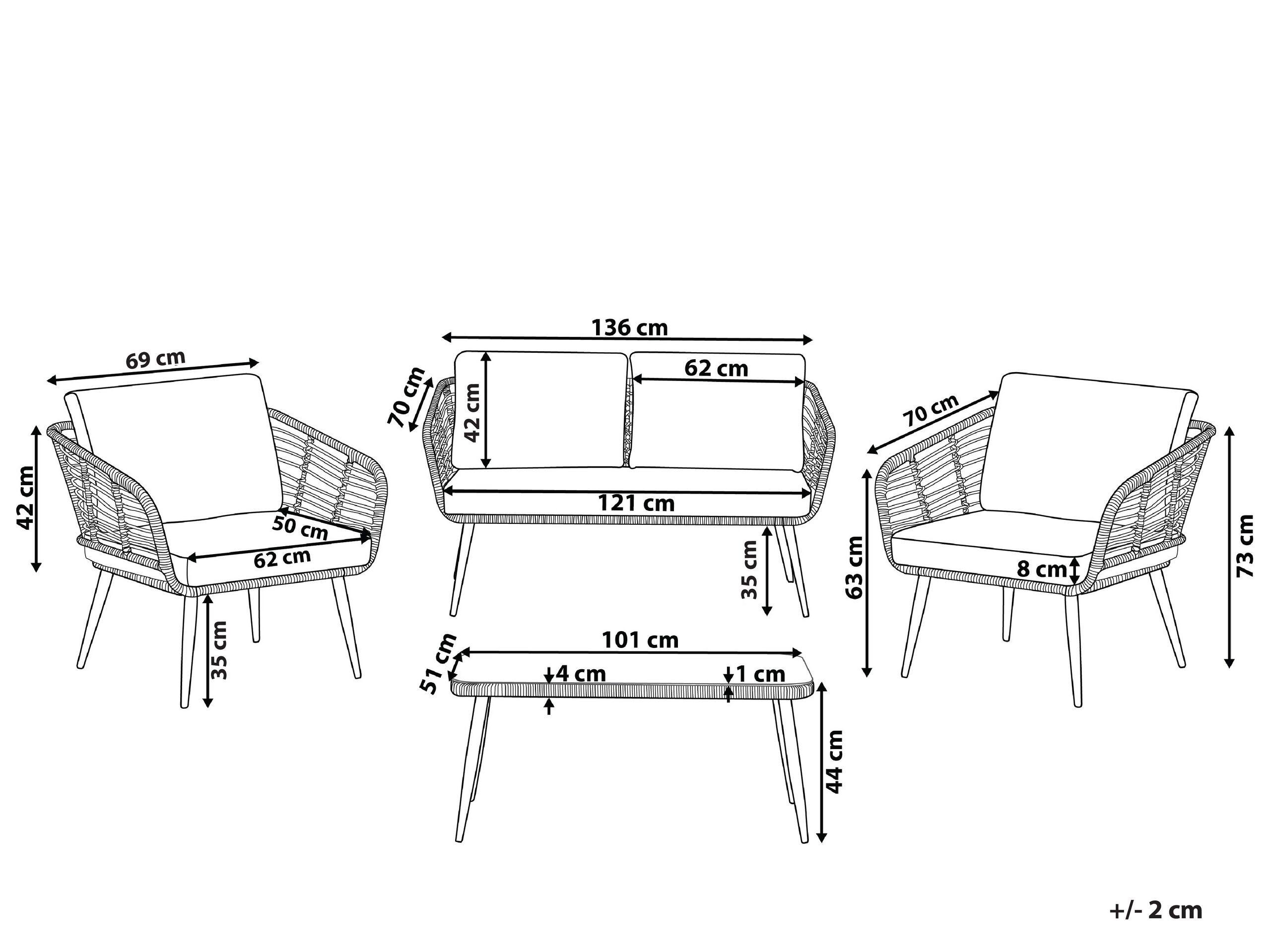 Beliani Garten Lounge aus PE Rattan Retro CORINTH II  