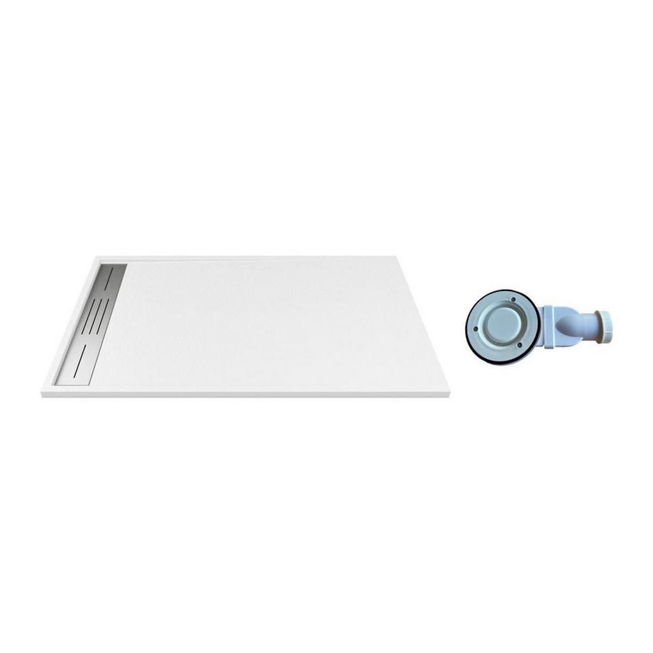 Vente-unique Piatto per doccia da posare o da incasso con sifone 120 x 80 cm in Resina Bianco - LYROSA  