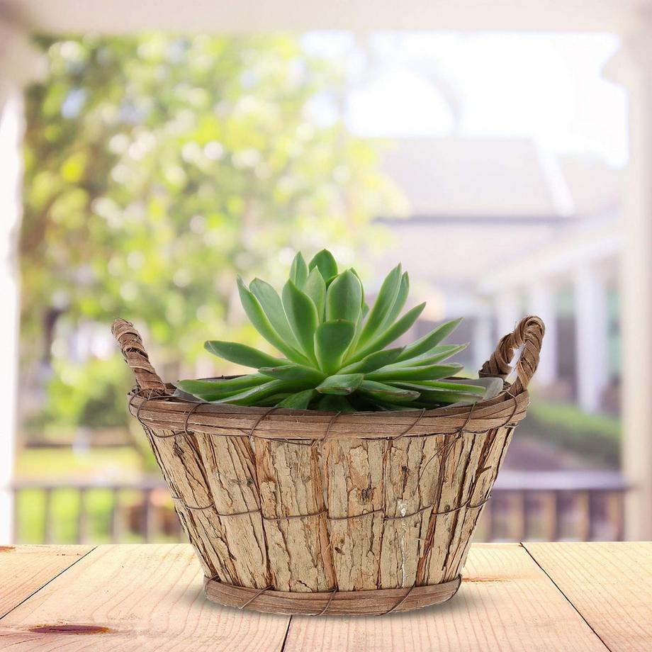 B2X Runder Blumentopf aus Holz - 3er-Set  