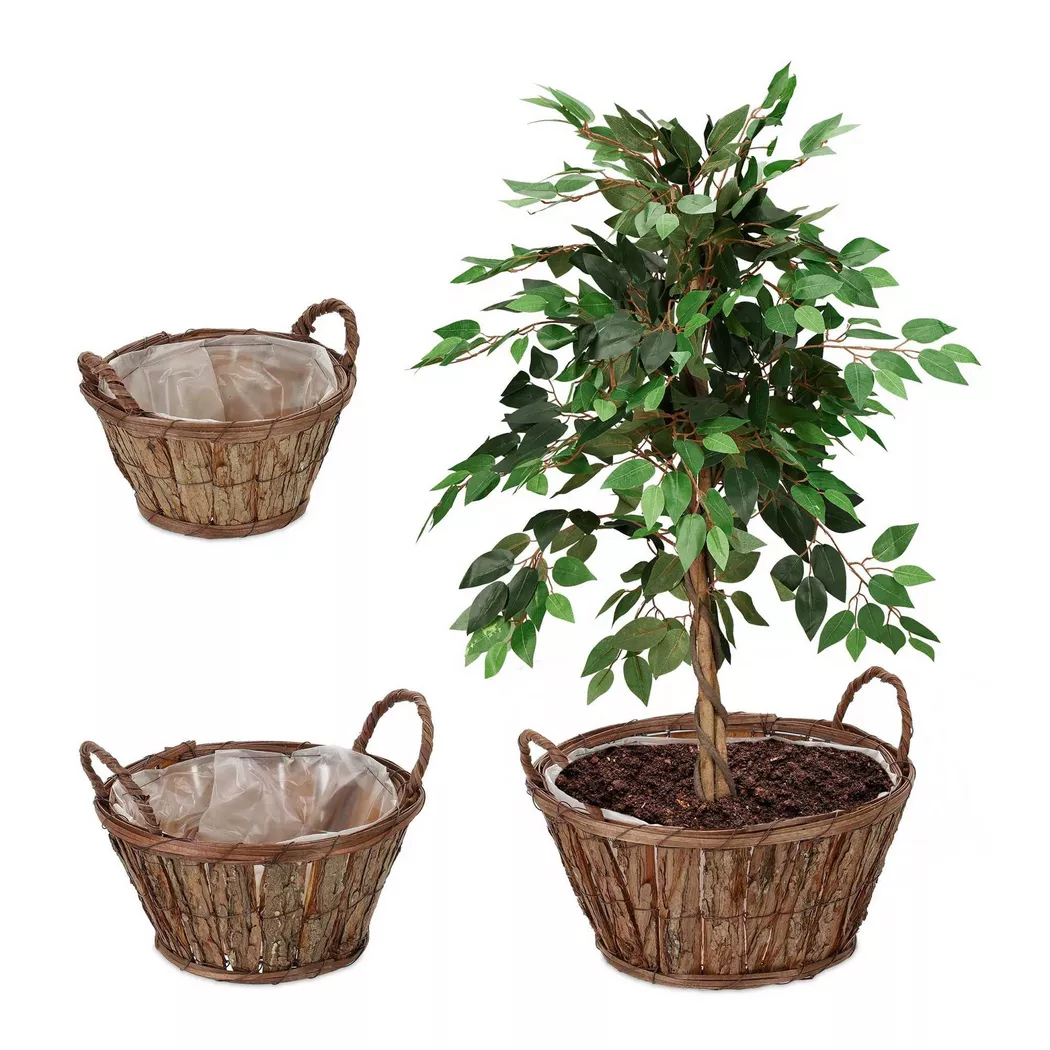 B2X - Runder Blumentopf aus Holz - 3er-Set, 31cm