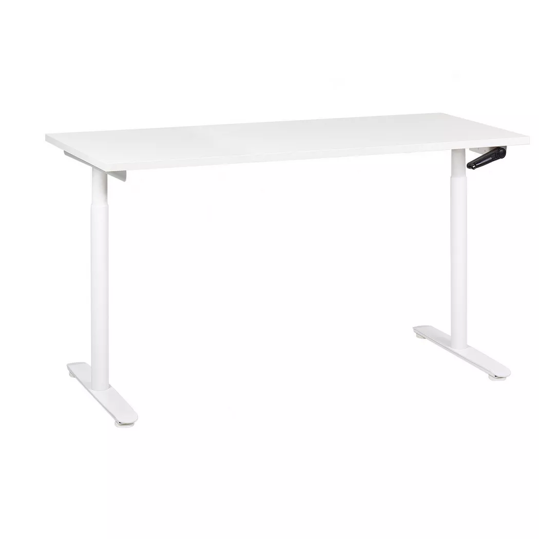 Beliani - Schreibtisch manuell höhenverstellbar aus Faserplatte  DESTINAS, One Size, Weiss Bunt