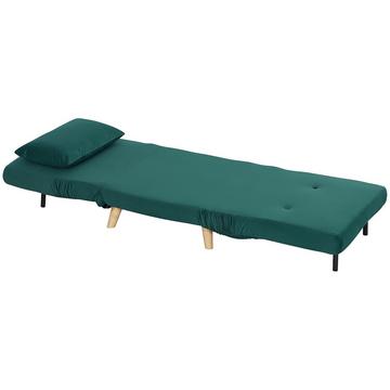 Chaise de couchage, chaise pliante avec fonction lit, coussins décoratifs, chaise relax pliante avec dossier réglable aspect velours, pour le salon, vert foncé |