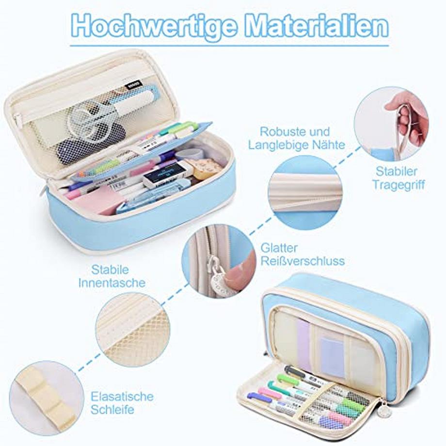 Only-bags.store Federmäppchen, Federmäppchen mit Tragegriff, Ästhetisches Federmäppchen Schulbedarf Federmäppchen Schreibwaren für Schule Büro  