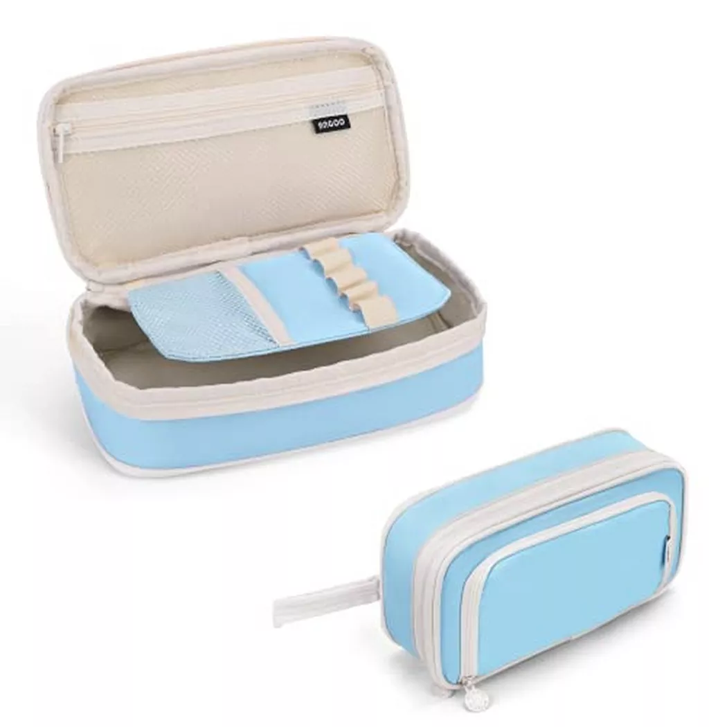 Only-bags.store - Federmäppchen, Federmäppchen mit Tragegriff, Ästhetisches Federmäppchen Schulbedarf Federmäppchen Schreibwaren für Schule Büro, One Size, Blu