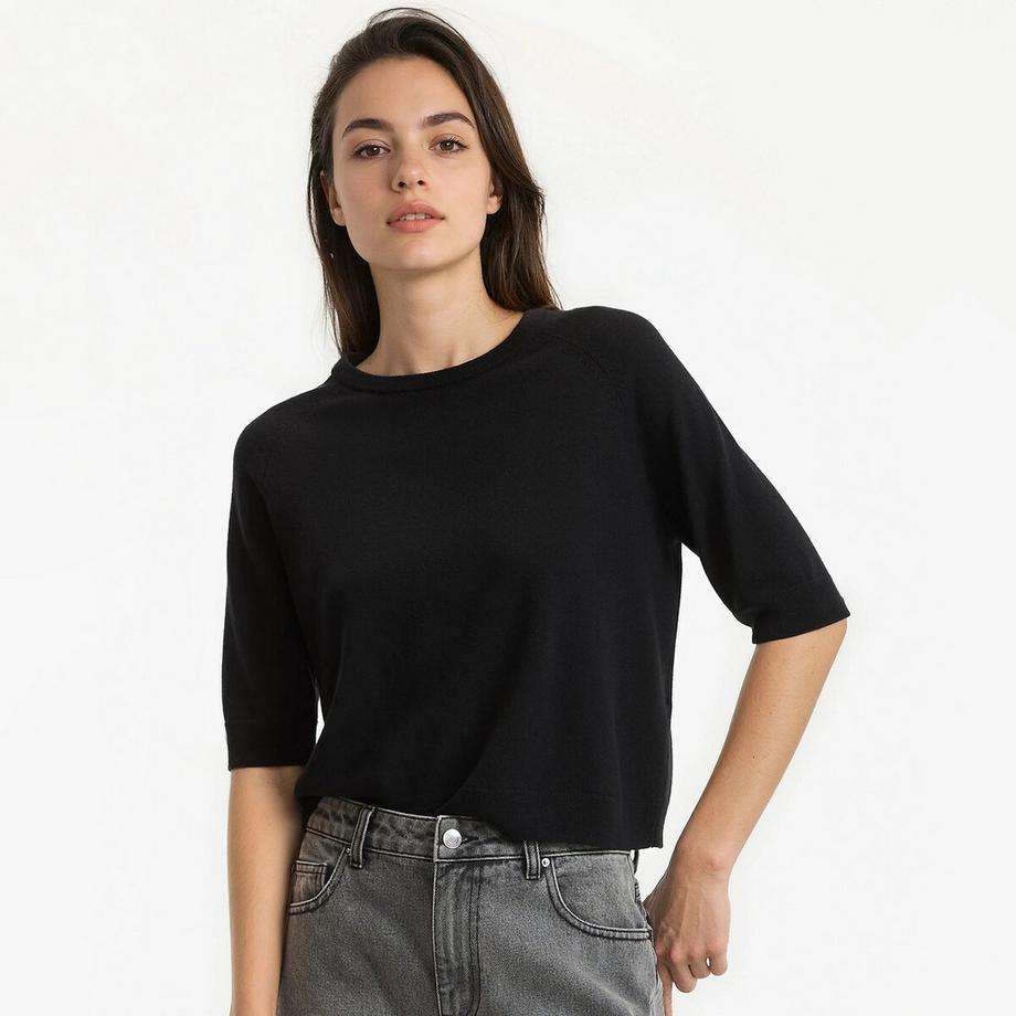 Pullover mit Rundhalsausschnitt aus 100% Wolle