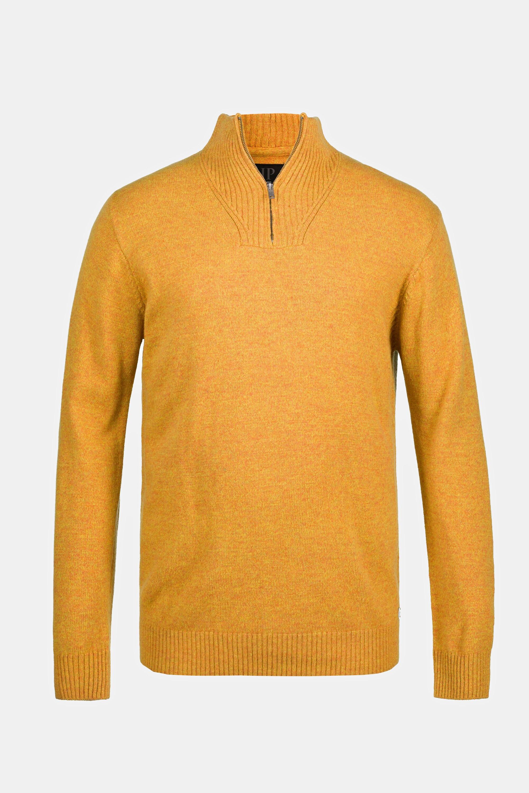 JP1880  Pullover polo con collo alto, zip e più filati 