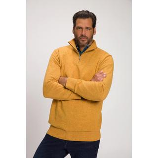 JP1880  Pullover polo con collo alto, zip e più filati 