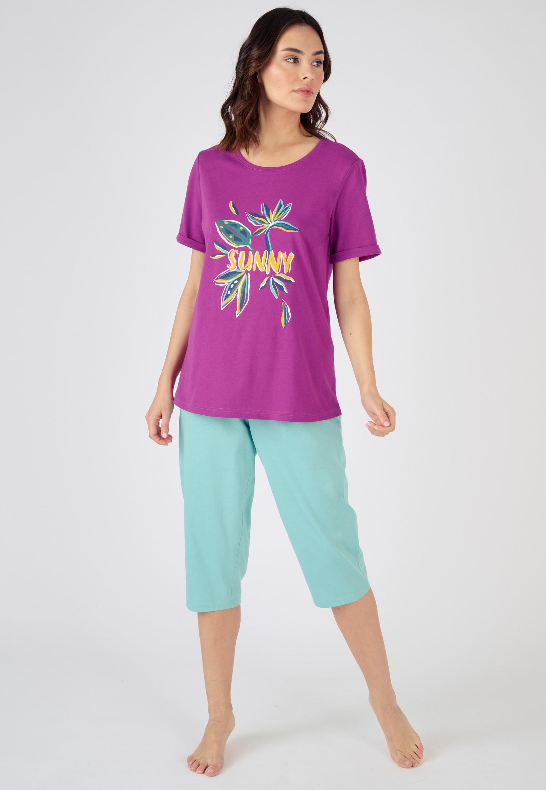 Image of Pyjama-t-shirt Mit Kurzen Ärmeln Aus Reiner Gekämmter Baumwolle Unisex Rosa 38/40