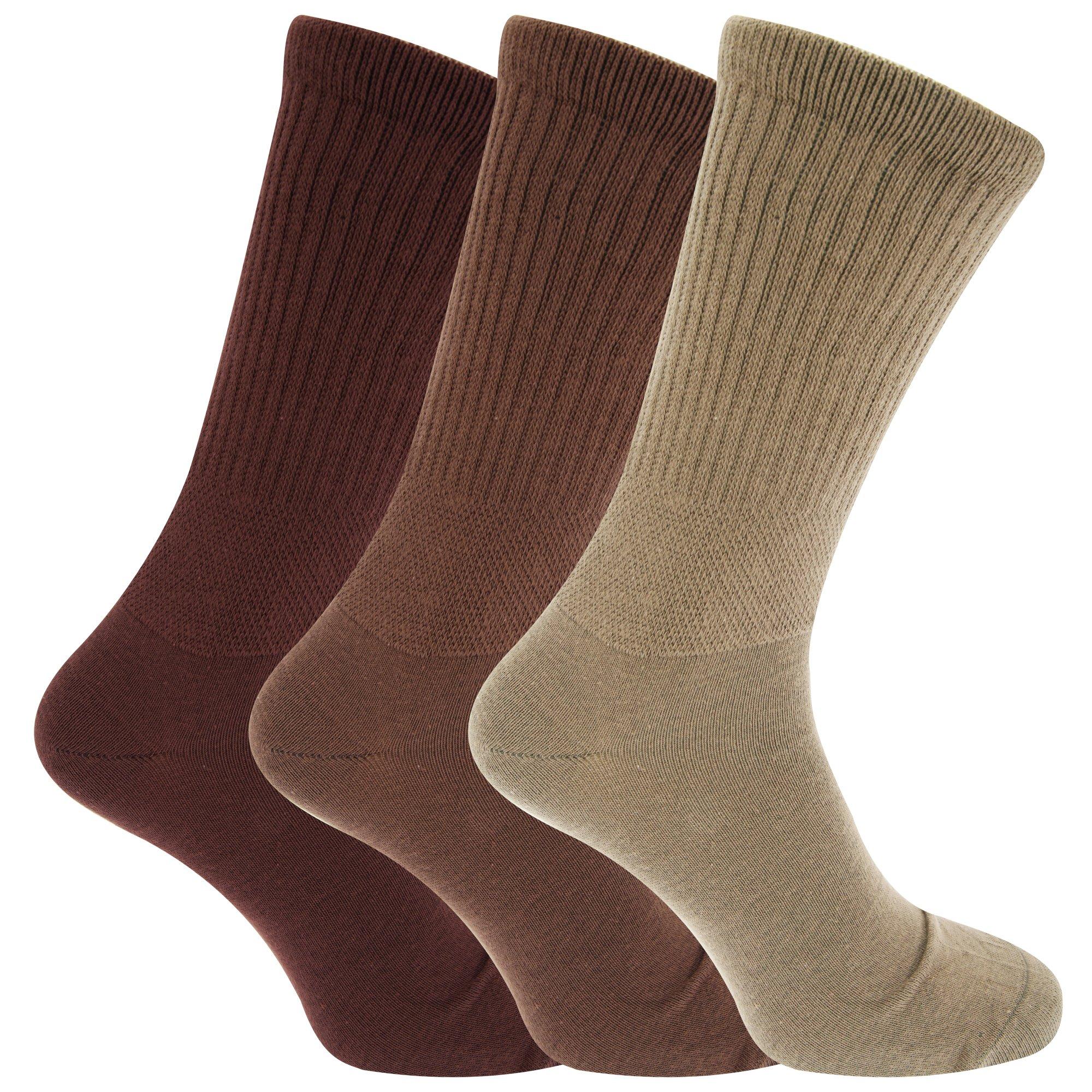 Image of Extra Breite Komfort Fit Socken (3 Paar) Herren Braun 39-43