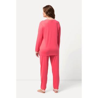 Ulla Popken  Pyjama avec dentelle, col rond et manches longues 