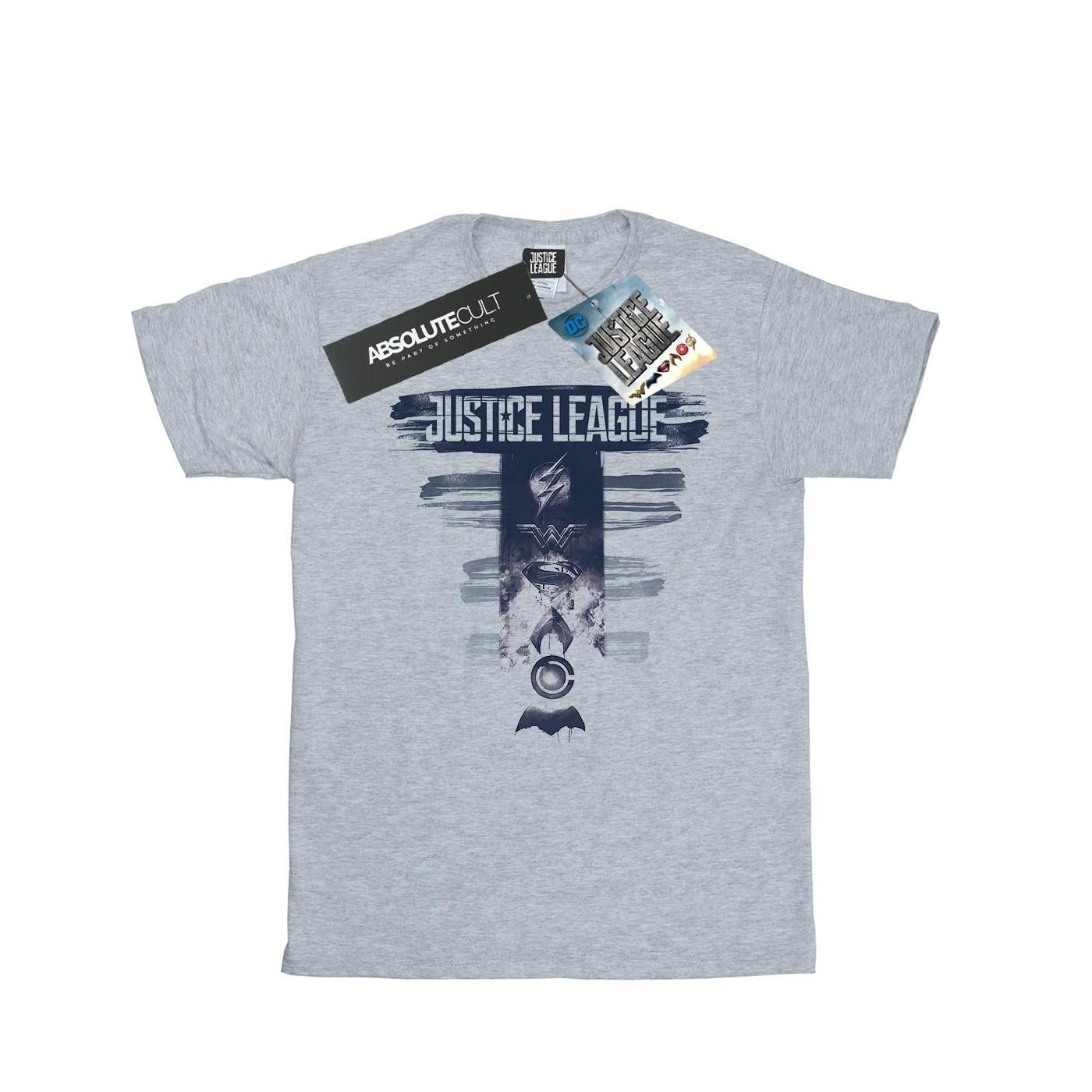 Image of Justice League Movie Logo Badges Tshirt Damen Grau XL