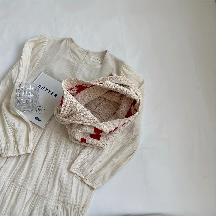 Only-bags.store Gestrickte Hobo-Tasche mit Herzmuster  
