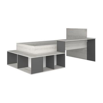 Letto combinato 90 x 200 cm con vani portaoggetti e scrivania Naturale e Antracite - RIGALI