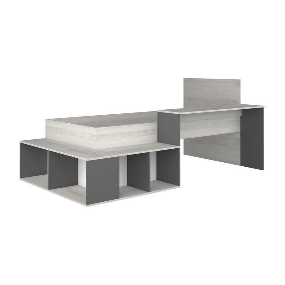 Vente-unique Letto combinato 90 x 200 cm con vani portaoggetti e scrivania Naturale e Antracite - RIGALI  