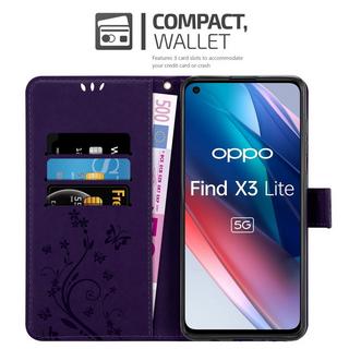 Cadorabo  Housse compatible avec Oppo FIND X3 LITE - Coque de protection au design floral avec fermeture magnétique, fonction de support et emplacements pour cartes 