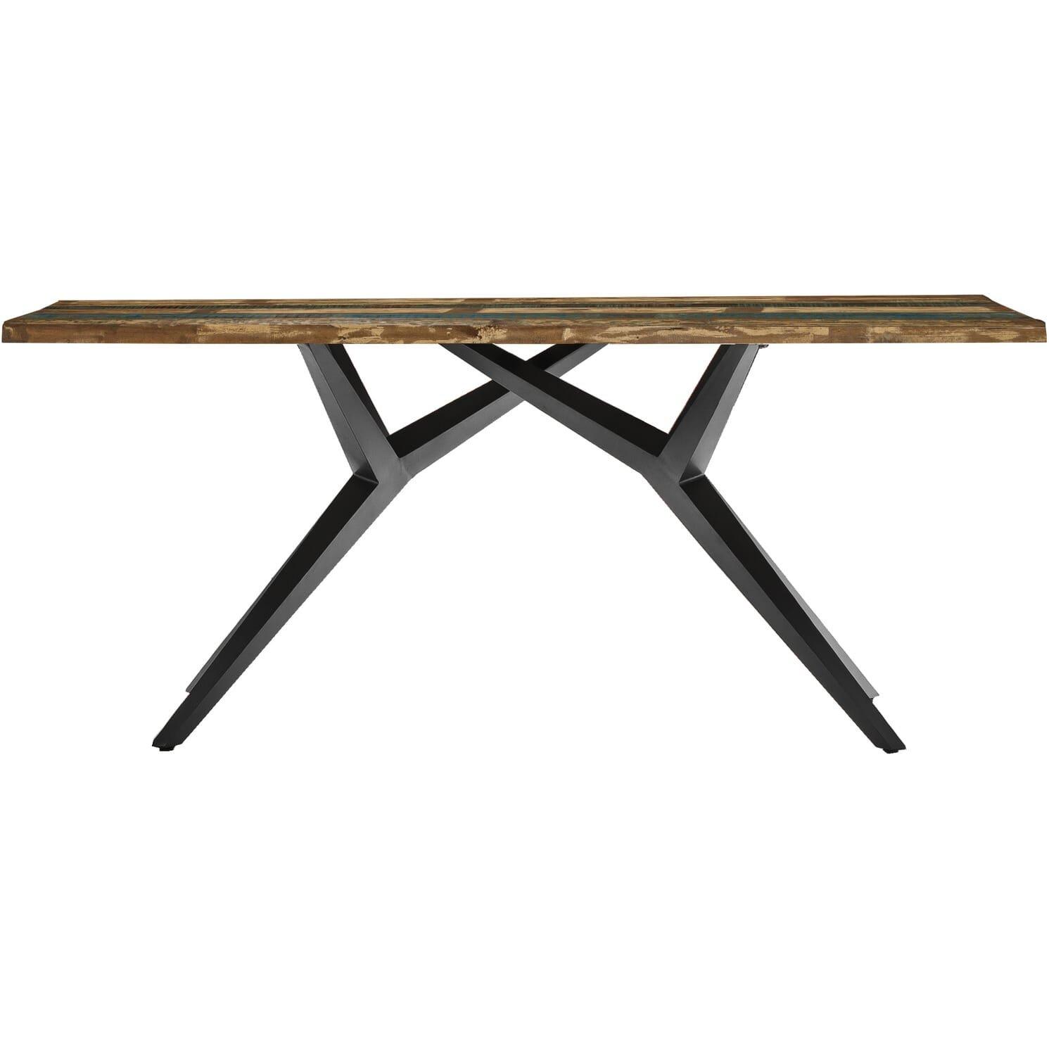 mutoni Table 180x100 cm - bois de récupération verni coloré - métal noir antique  