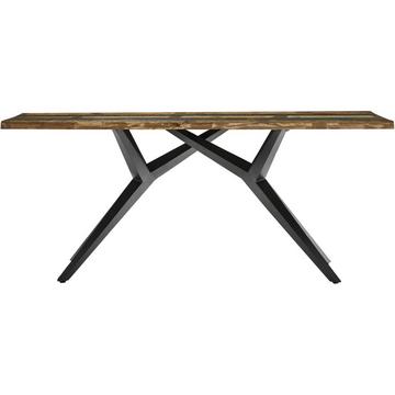 Table 180x100 cm - bois de récupération verni coloré - métal noir antique