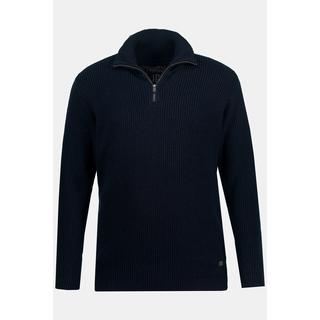 JP1880  Maglione polo in maglia a costa inglese con collo alto e zip 