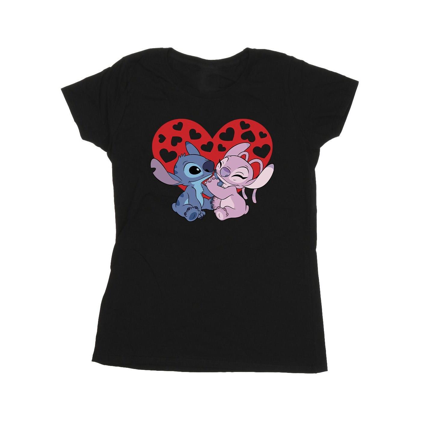 Image of Lilo & Stitch Hearts Tshirt Damen Schwarz S