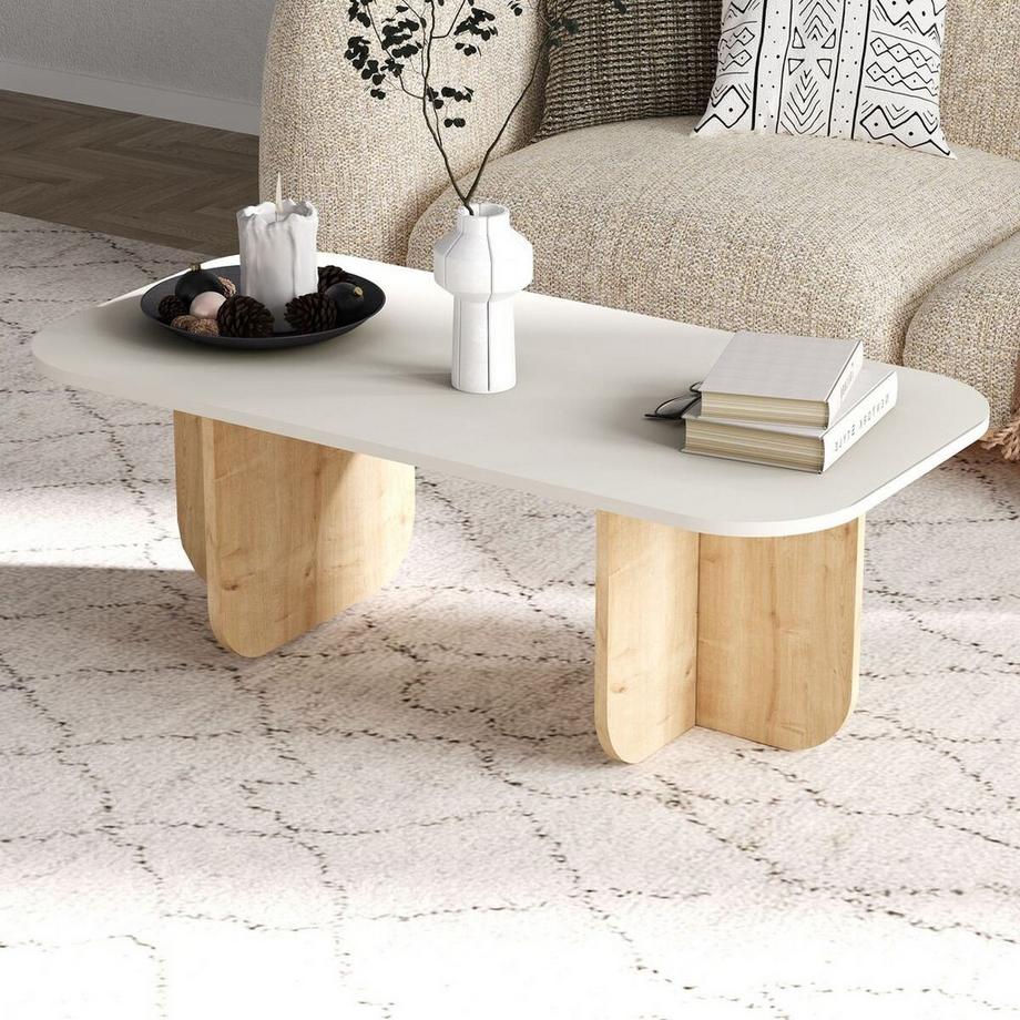 Calicosy Table basse rectangulaire avec plateau aux bords arrondis L120 cm - BECAJ  
