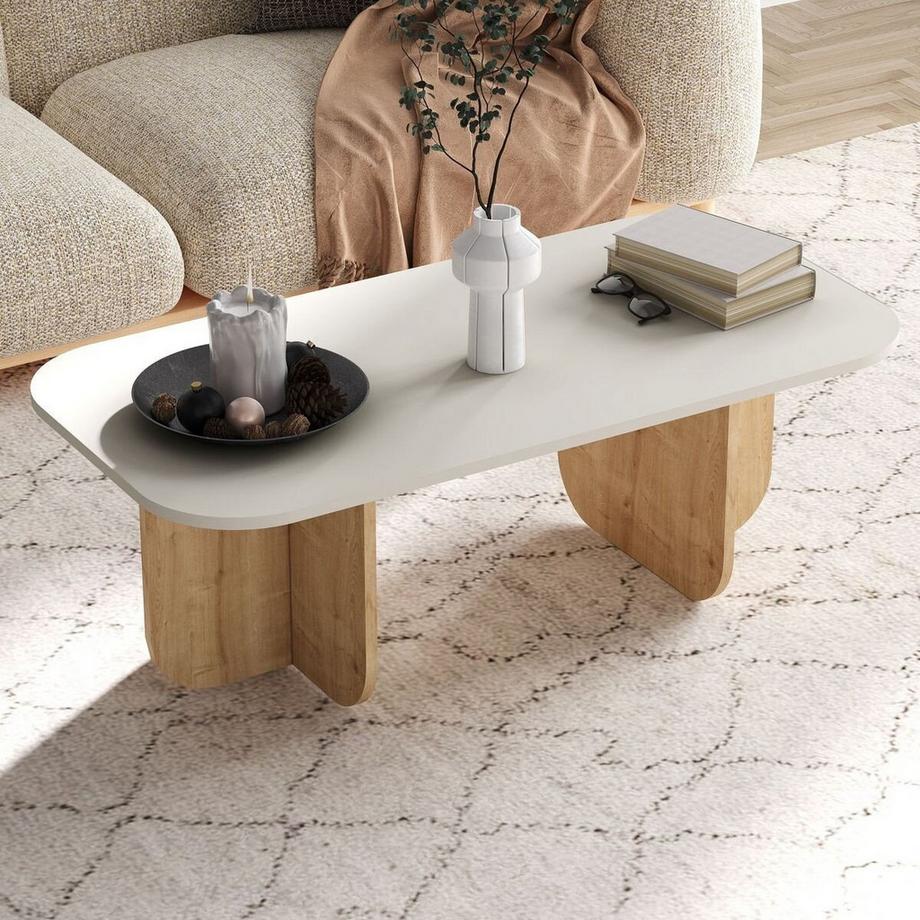 Calicosy Table basse rectangulaire avec plateau aux bords arrondis L120 cm - BECAJ  