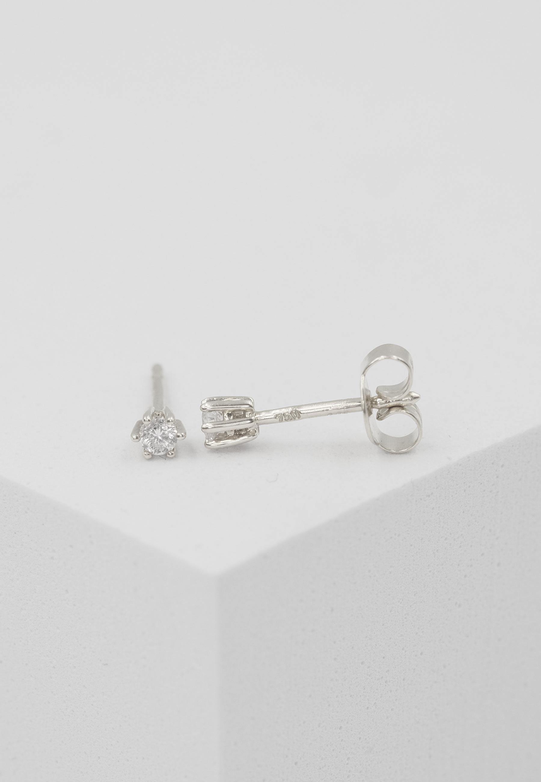 MUAU Schmuck  Clous d'oreilles solitaires 6 poignées en or blanc 750 diamants 0,10ct. 4mm 