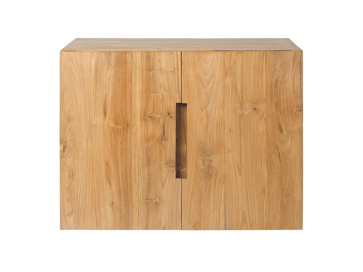 Vente-unique Waschbeckenunterschrank hängend mit Einzelwaschbecken - Teakholz - 80 x 55 cm - SAWAN  